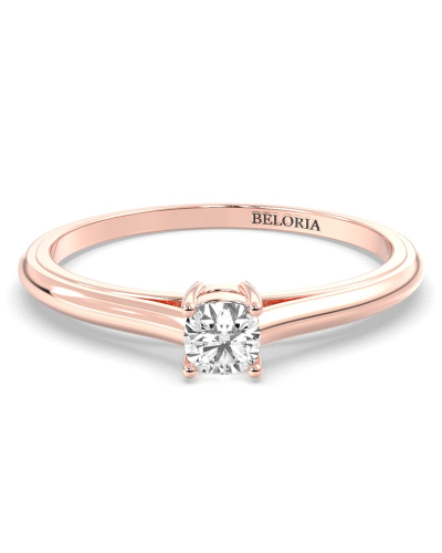 Bague Solitaire en or rose avec Diamant Coussin