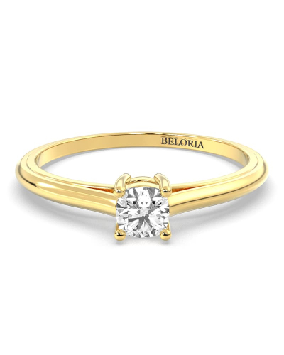 Bague Solitaire en or jaune avec Diamant Coussin