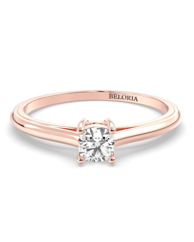 Bague Solitaire en or rose avec Diamant Coussin