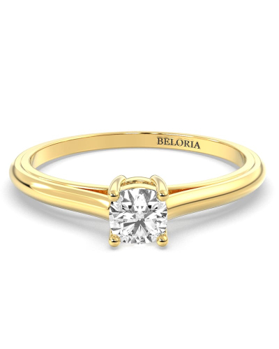 Bague Solitaire en or jaune avec Diamant Coussin