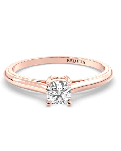 Bague Solitaire en or rose avec Diamant Coussin