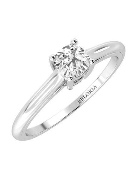 Bague Solitaire en or blanc avec Diamant Coussin 2