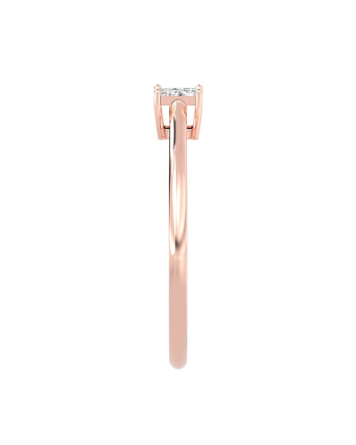 Bague Solitaire en or rose avec un Diamant Emeraude