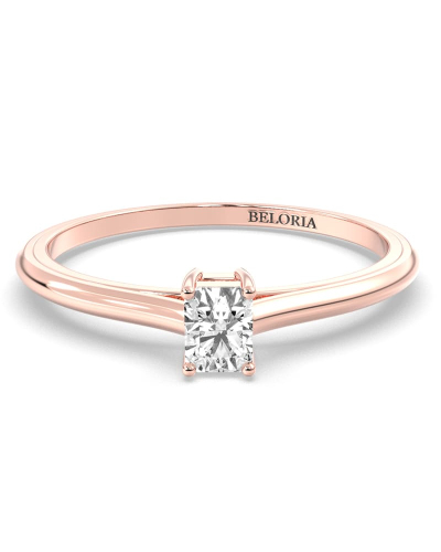 Bague Solitaire en or rose avec un Diamant Emeraude