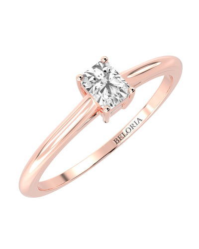 Bague Solitaire en or rose avec un Diamant Emeraude