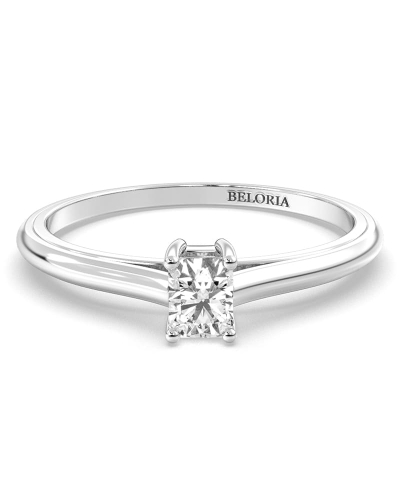 Bague Solitaire en or blanc avec un Diamant Emeraude
