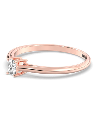Bague Solitaire en or rose avec un Diamant Emeraude