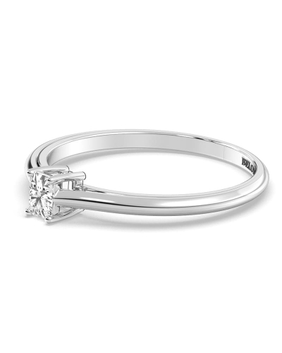 Bague Solitaire en or blanc avec un Diamant Emeraude