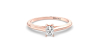 Bague Solitaire en or rose avec un Diamant Emeraude