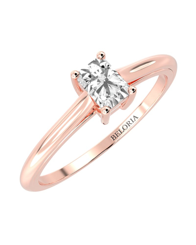 Bague Solitaire en or rose avec un Diamant Emeraude