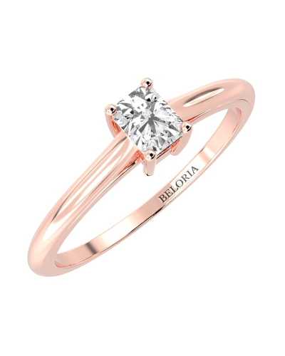 Bague Solitaire en or rose avec un Diamant Emeraude