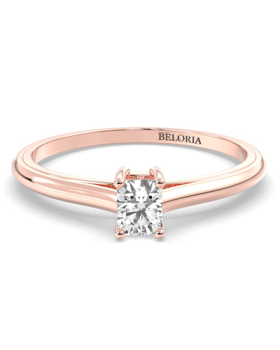 Bague Solitaire en or rose avec un Diamant Emeraude