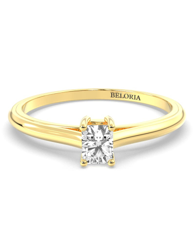 Bague Solitaire en or jaune avec un Diamant Emeraude