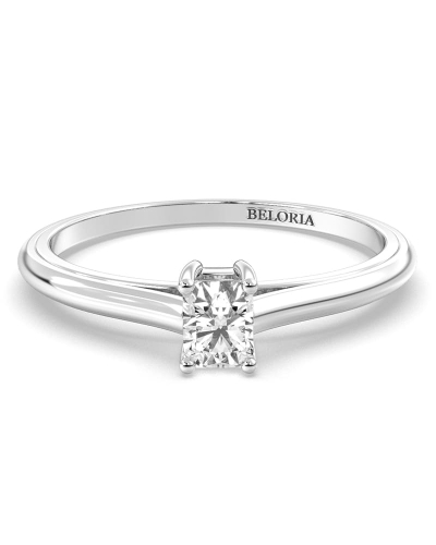 Bague Solitaire en or blanc avec un Diamant Emeraude