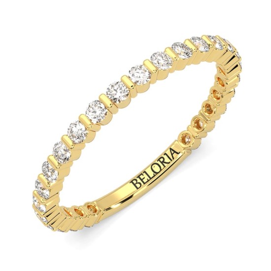 Alliance tour complet en or jaune sertie de diamants ronds