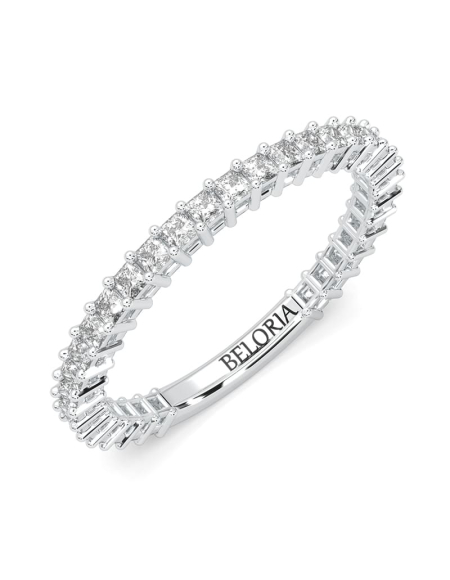 Alliance tour complet en or jaune parée de diamants princesse 2