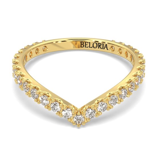 Alliance tour complet en or jaune parée de diamants princesse