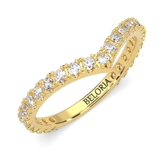 Alliance tour complet en or jaune parée de diamants princesse