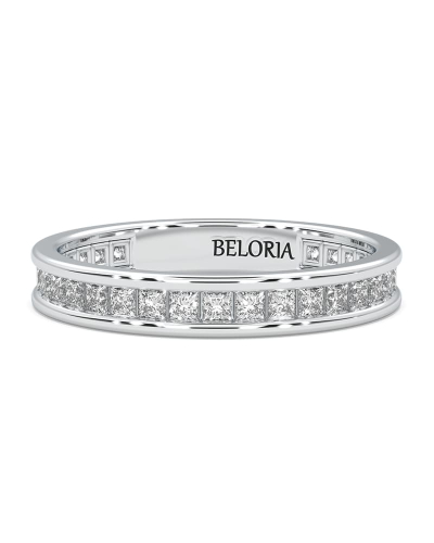 Alliance en or blanc une sertie tour complet diamants princesse