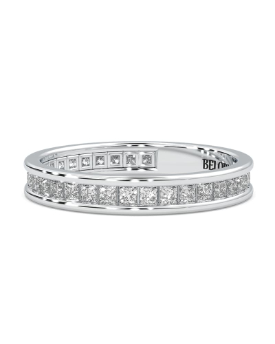 Alliance en or blanc une sertie tour complet diamants princesse