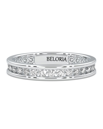 Alliance en or blanc une sertie tour complet diamants princesse