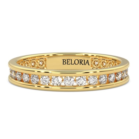 Alliance en or jaune une sertie tour complet diamants princesse