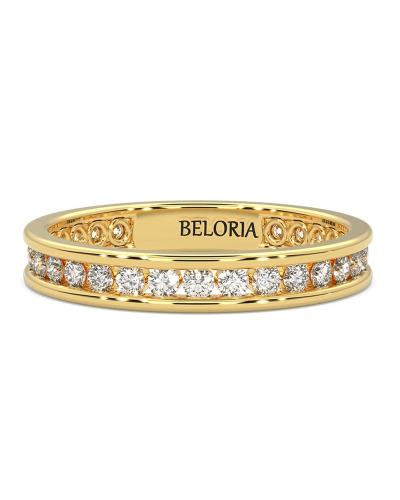 Alliance en or jaune une sertie tour complet diamants princesse