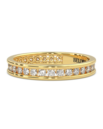 Alliance en or jaune une sertie tour complet diamants princesse