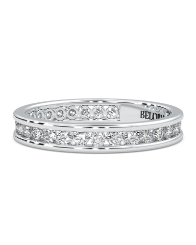 Alliance en or blanc une sertie tour complet diamants princesse