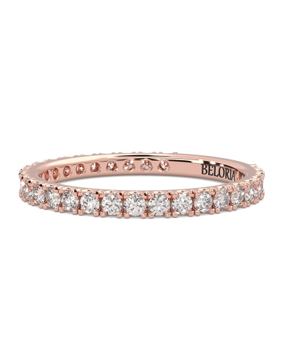 Alliance en or rose et diamant sertie griffe