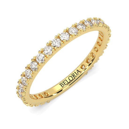 Alliance en or jaune et diamant sertie griffe