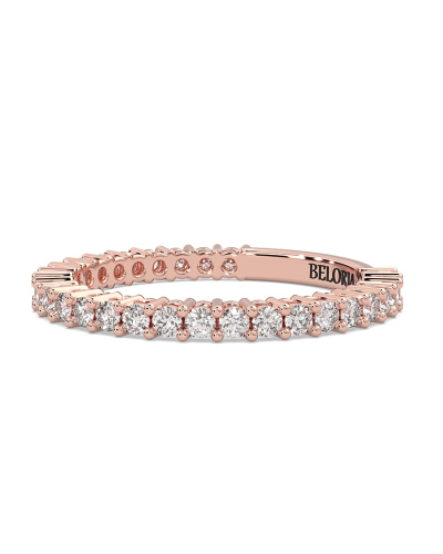 Alliance en or rose et diamants sertie griffe