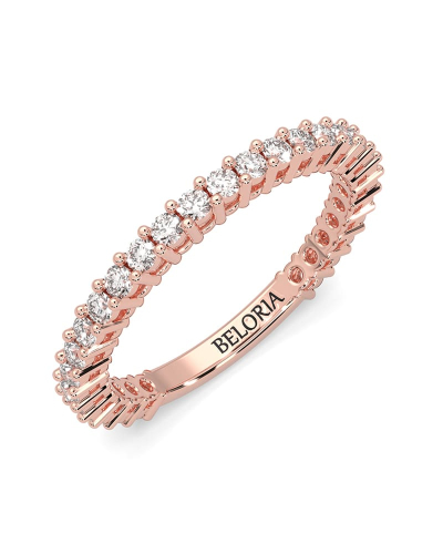 Alliance en or rose et diamants sertie griffe