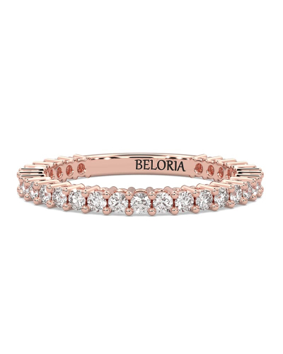 Alliance en or rose et diamants sertie griffe