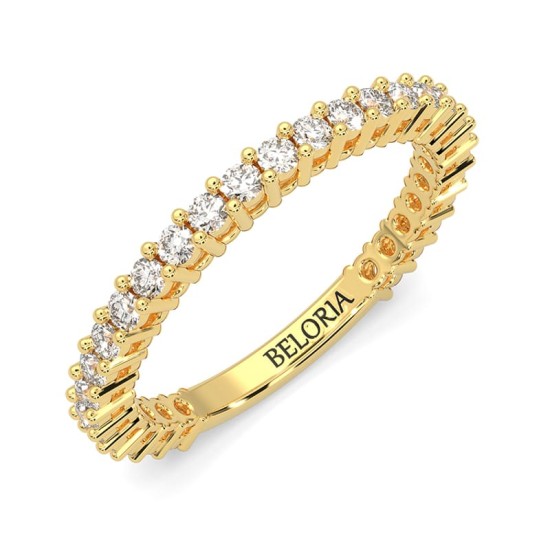 Alliance en or jaune et diamants sertie griffe