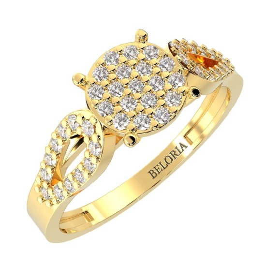 Bague en or jaune et diamants accompagnée pour femme