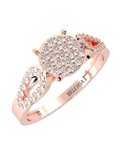 Bague en or rose et diamants accompagnée pour femme
