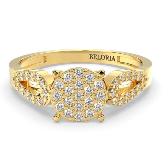 Bague en or jaune et diamants accompagnée pour femme
