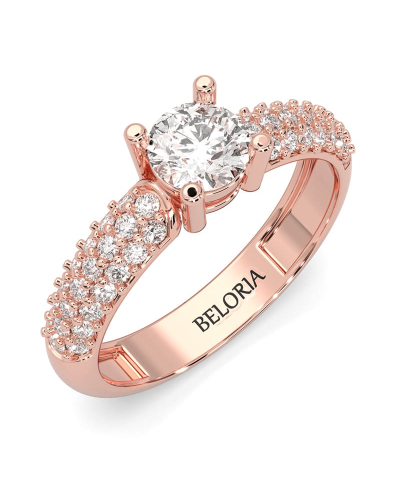 bague Juliette - or rose 18 carats - diamants accompagnés