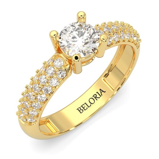 bague Juliette - or jaune 18 carats - diamants accompagnés