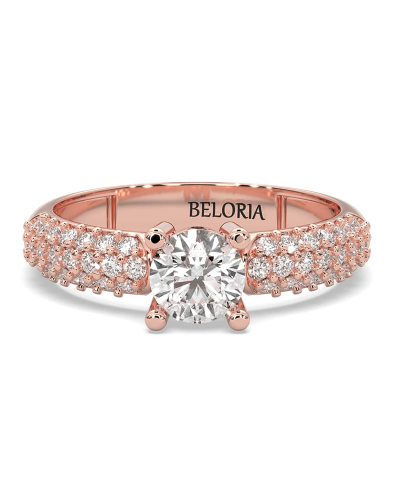 bague Juliette - or roes 18 carats - diamants accompagnés