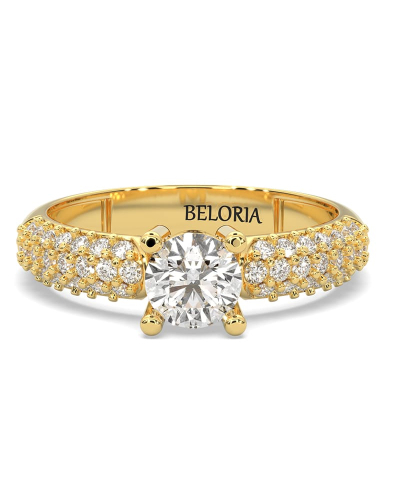 bague Juliette - or jaune 18 carats - diamants accompagnés