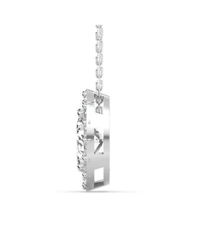 Collier en or blanc et son pendentif halo diamant oval