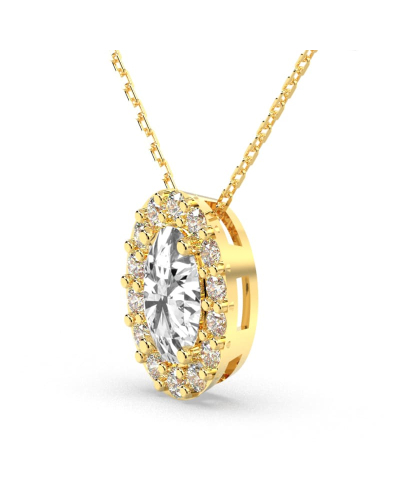 Collier en or jaune et son pendentif halo diamant oval