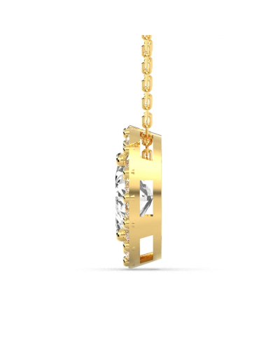 Collier en or jaune et son pendentif halo diamant oval