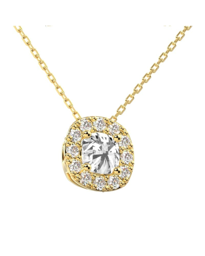 Collier halo diamant coussin en or jaune 18  carats