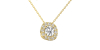 Collier halo diamant coussin en or jaune 18  carats