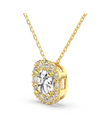 Collier halo diamant coussin en or jaune 18  carats