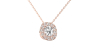 Collier halo diamant coussin en or rose 18  carats