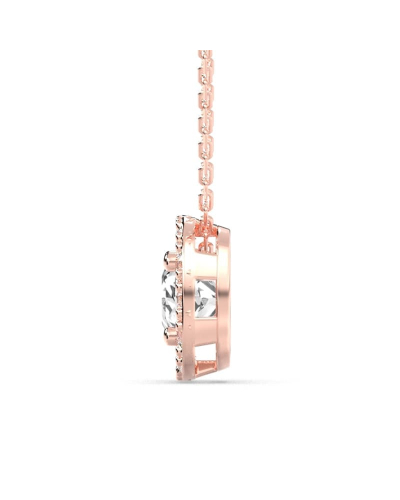 Collier halo diamant coussin en or rose 18  carats